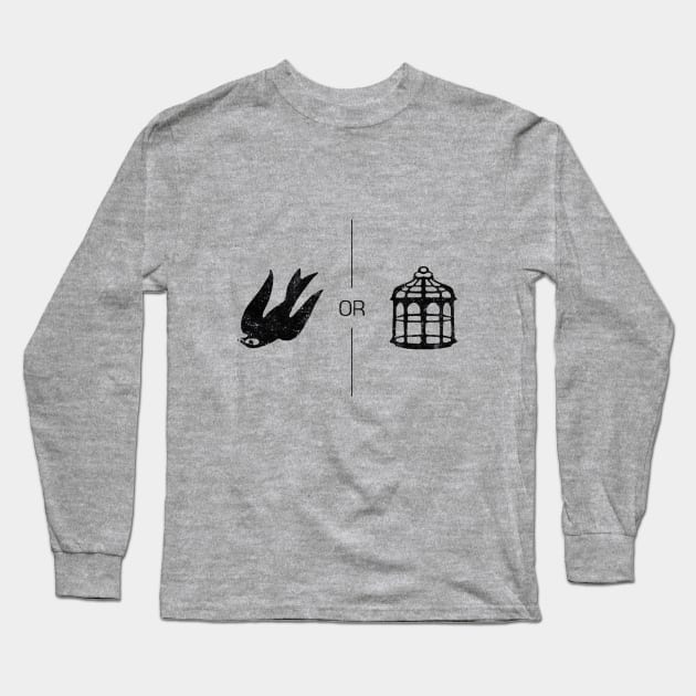 Bird or Cage ? Long Sleeve T-Shirt by Zefkiel